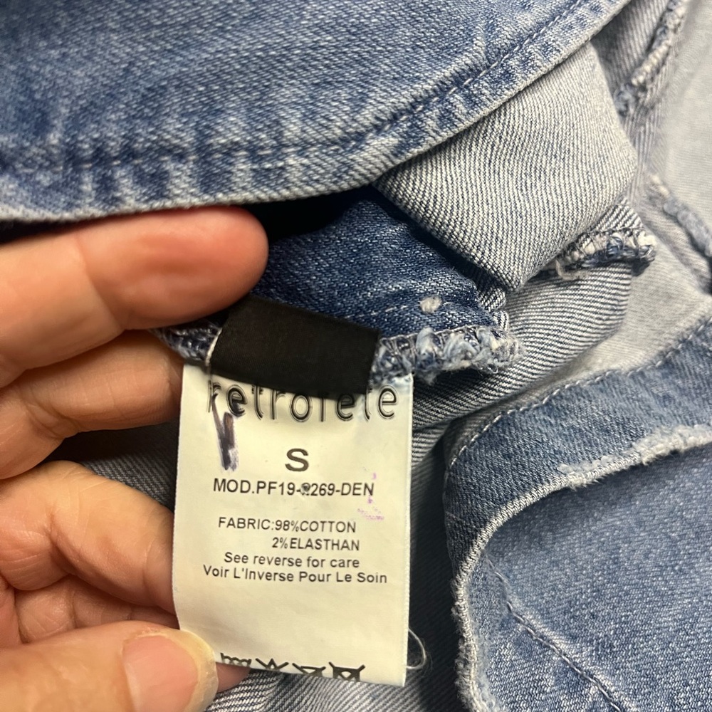 Retrofete Washed Light Blue Denim Button-Front Mini Dress - Picture 8 of 13